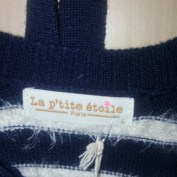 NWT Misses sz L La P'tite Etoile sweater Navy and white Stripes Classic - Picture 3 of 6